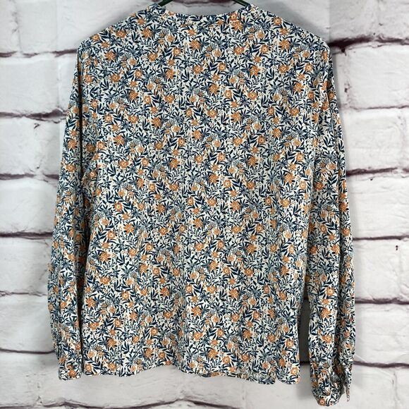 St John’s Bay Top SZ MP Ruffle Green Yellow Floral Prairie Modest Cottage Core - Picture 2 of 9